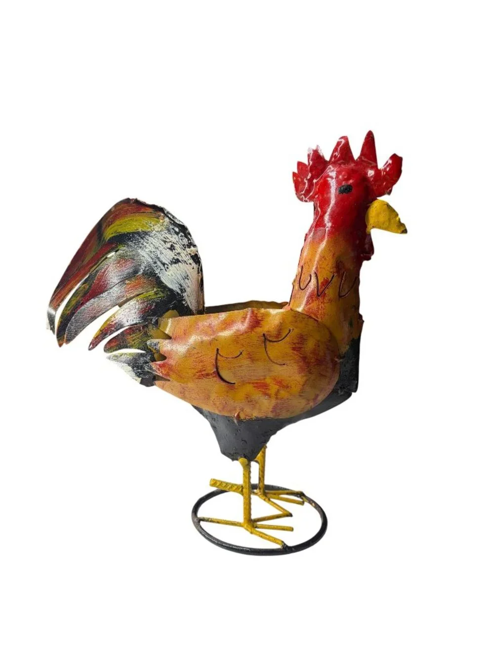Vintage Metal Rooster Figurine Rustic Farmhouse Country Kitchen Decor